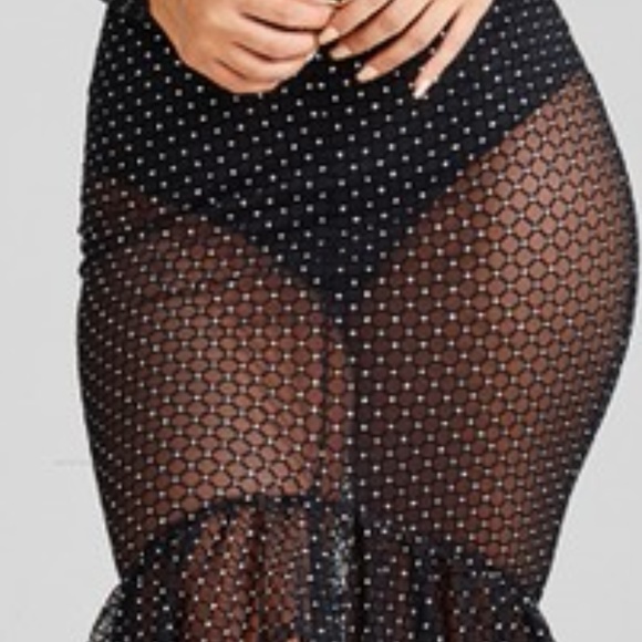 HP Rhinestone Sheer Fishtail Body-con Dress - Picture 2 of 8